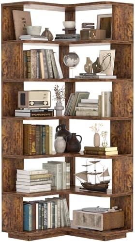 Besiost Corner Book Shelf, 7-Shelf Corner Bookshelf for Small Corner Spaces by Besiost