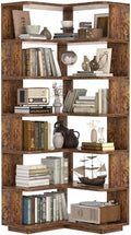 Besiost Corner Book Shelf, 7-Shelf Corner Bookshelf for Small Corner Spaces by Besiost