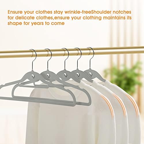 Velvet Clothing Hangers Slim Stackable Non-Slip Grey Suit Hanger Space Saving Clothes Hanger Heavy Duty Adult Hangers with 360°Swivel Hook Pack of 20 - Image 5