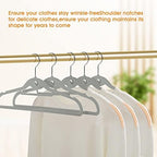 Velvet Clothing Hangers Slim Stackable Non-Slip Grey Suit Hanger Space Saving Clothes Hanger Heavy Duty Adult Hangers with 360°Swivel Hook Pack of 20 - Image 5