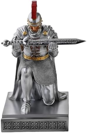Roman Praetorian Prefect Warrior Knight Pen Holder Desk Ornament Silver - Image 3