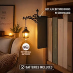 3PCS Library Lantern Mini Bookshelf Lamp, Decorative Book Lights with Warm LED, Vintage Bookend Bookshelf Lighting for Reading, Home Library, Study Desk, Display Shelf, Gift for Book Lovers - Image 4