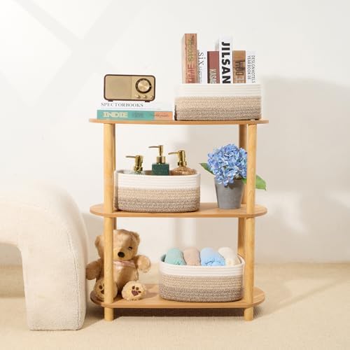 MiniArk Small Storage Baskets for Organizing | Closet Organizer Bins | Shelf Toy Basket | Woven Rope Baskets | Cube Decorative Box | Shallow Basket |11.5x7.5x4.7”| 4 Packs Gradient Brown - Image 6