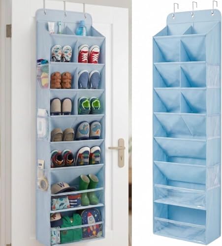 HOMELUX THEORY Hanging Shoe Organizer for Closet, 8-Tier, 120D, Blue by HomeluxTheory