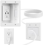 in Wall Cable Management Kit with Brush Wall Plate,AC Outlets & USB-a Ports,9ft Cord,Hide Cords Recessed Wall Outlet for TV Cable Management,HDMI Cables and Home Theater Systems by Unknown