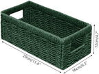 Vagusicc Wicker Storage Basket, Set of 2 Hand Woven Wicker Baskets for Organizing with Handles, Decorative Small Storage Bins for Countertop Toilet Paper Basket for Toilet Tank Top, Shelves, Green - Image 2