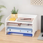 Bamboo File Organizer for Desk, Desktop Paper Tray and Mail Holder - Image 2