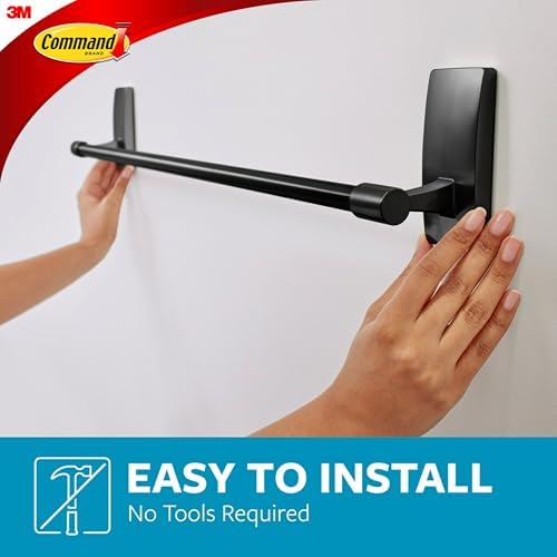Command Bath Towel Bar, Matte Black, 1 Towel Ring, 2 Strips - Image 3