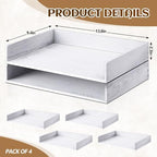 Yeaqee 4 Pcs Stackable Organizer Tray Wood Desk Organizer, Vintage White - Image 2