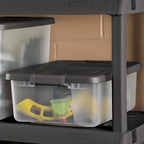 Sterilite ShelfTote, Clear Plastic Storage Bins, 25 Quart, 6-Pack - Image 5