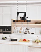 CHOEZON Hanging Pot Rack, Pot Hanger for Kitchen, Ceiling Mounted Pot Holder, Cookware Organizer with 9 S-Shaped Hooks, for Pot, Pan Storage, Space-Saving, Rustic Brown and Black TPR07BF - Image 2
