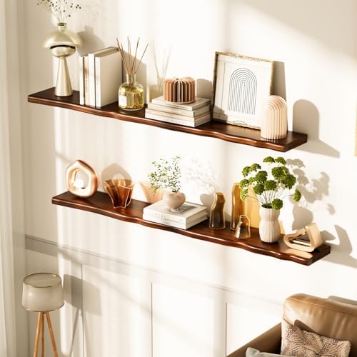 Organic Wavy Edge Floating Shelves,Hidden Brackets,1 Pack 55 in - Image 2