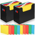 Qeeenar 2 Pcs Hanging File Box with 10 Pcs Multicolor Hanging File Folders by Qeeenar