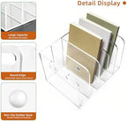 Clear Acrylic Magazine File Holder, 5 Compartment Desk Organizer - Image 3