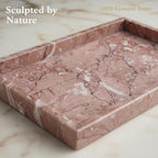 Real Natural Marble Tray 12x8 Inch, Genuine Pink Stone Vanity Organizer for Bathroom, Kitchen Counter & Dresser, Non-Slip Decorative Storage Tray for Perfume, Jewelry, Keys & Coffee Table - Image 2