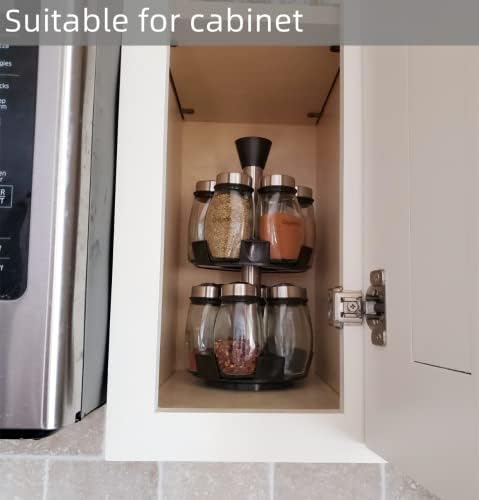 Revolving Spice Rack Organizer Countertop, Spinning Spice Storage Rack Tower Organizer with 12 Empty Jars, Rotating Spice Holder Shelf Seasoning Rack Shelf, Spice Seasoning Bottle Organizer - Image 7