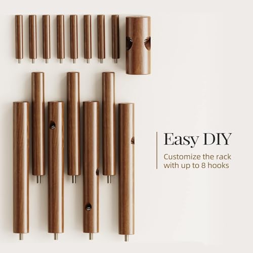Pipishell Solid Wooden Coat Rack Freestanding with 8 Hooks, Brown - Image 6