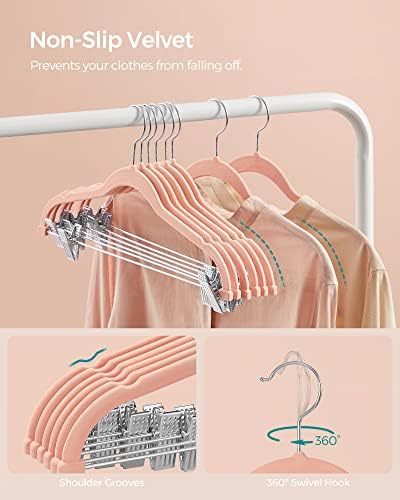 SONGMICS 30-Pack Pants Hangers, Velvet Hangers with Adjustable Clips - Image 6