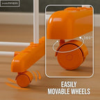 Happer Premium Clothes Stand for Drying with Wheels Portable 2 Layer Rack for Balcony Foldable Wings 14 Hanger Rods Anti Rust Steel Metal (Orange Compact Jumbo) - Image 7