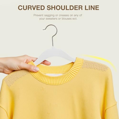 Korpai 36-Pack White Velvet Hangers with Clips Adjustable,Adult Hangers,Outfit Hanger,Heavy-Duty,Felt,Non-Slip,Space Saving, for Pants, Skirts, Suits,Coats, Dresses ect. - Image 5