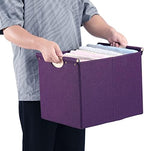 HOONEX Large Collapsible Storage Bins, Linen Fabric, Pack of 2, Storage Baskets with Wooden Carry Handles and Sturdy Heavy Cardboard, for Home, Office, Car, Nursery, Dark Purple - Image 6
