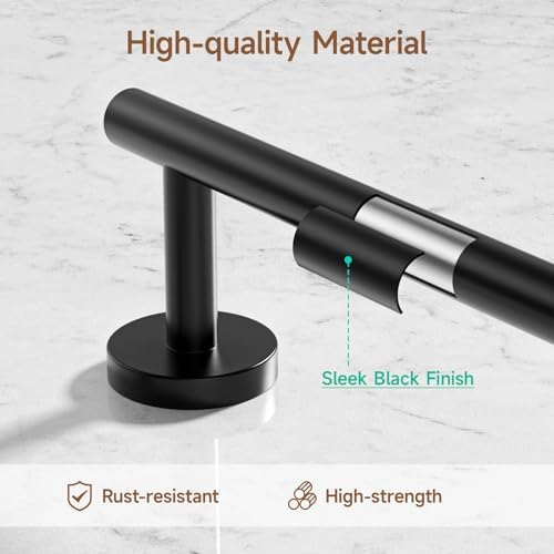 USHOWER 4PCS Matte Black Bathroom Accessories Set, 18-Inch Towel Bar Set - Image 2