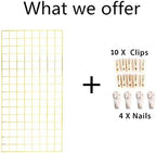 Multifunction Electroplated Bling Metal Mesh Grid Panel, Wall Photo Artwork Display and Organizer for College Dorm Living Room, Pack of 1 Pcs, Size: 17.7" x 37.4", Gold - Image 5