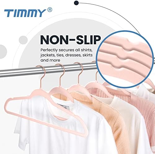 TIMMY Velvet Hangers - Suit (50-Pack) Ultra Thin Coat Hangers with Heavy Duty Construction, Holds up to 10 Lbs - Blush Pink/Rosegold Finishes - Image 5