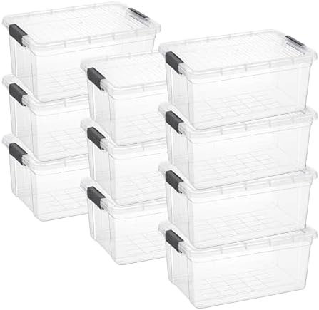 Superio 21 Quart Clear Plastic Storage Boxes with Lids, Stackable Organizer Containers, BPA-Free Storage Bins for Home, Office, School & Dorm, 10 Pack by Superio