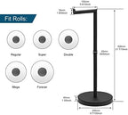 POKIM Matte Black Toilet Paper Holder Stand 2.0 for Bathroom Floor Freestanding TP Roll Storage 304 SUS Stainless Steel Rustproof Pedestal Lavatory Tissue Handle - Image 5