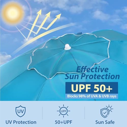 AMMSUN Shade Umbrella, Premium Portable Umbrella with Stand, 6.5ft Lightweight Free Standing Canopy for Sporting Games, Adjustable Instant Sun Protection and Easy to Carry, Light Blue - Image 5
