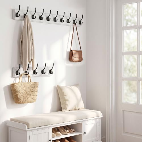 WEBI Coat Rack Wall Mount,Coat Hanger Wall,16" Hole to Hole,Coat Hooks Wall Mounted,Hook Rack Rail,5 Hooks for Hanging Coats,Hats,Jacket,Clothes,Entryway,Black/White - Image 5