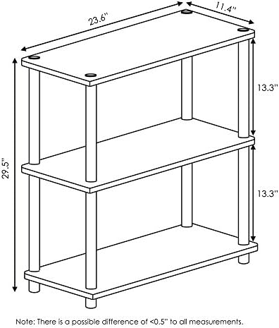 Furinno TURN-N-TUBE Storage Shelves, 3-Tier Book Shelf, Corner Shelf, Toolless Open Shelves, for Organization and Storage, Living Room, Garage, Home Office, Pink - Image 3