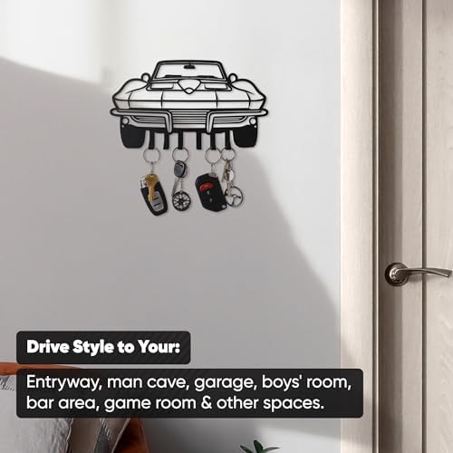 MOOH Metal Automotive Key Holder with 6 Hooks - Unique Wall Mounted Car Lovers Gifts for Men & Women - Cool Man Cave Decor - Image 5