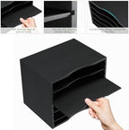 Bamjoy Wood 5 Tier Desktop Organizer, Paper Organizer Mail Sorter, File Holder Letter Document Storage with Adjustable Shelves for School Home Office, Black - Image 5