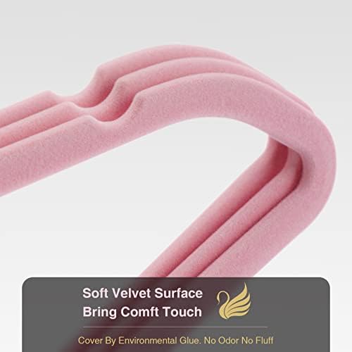 Velvet Hangers 50 Pack,Pink Felt Hangers,Durable Non Slip Hangers - Image 2