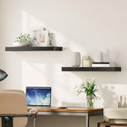 HOOBRO Floating Shelves for Wall, Wall Mounted Shelf Set of 2, 23.6" Hanging Shelf with Invisible Brackets, for Wall Decor Storage in Bathroom Bedroom Kitchen Living Room Office, Black BK60BJ01 - Image 6