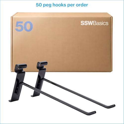 SSWBasics 8 inch Black Peg Hook for Wire Grid - 50 Count - Image 6