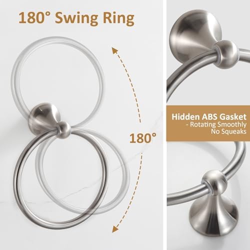 BGL Bathroom Accessories Set, Glossy Stain Nickel Expandable Towel Bar 4-Piece Bathroom Accessory Set Wall Mounted Towel Ring Robe Hook Toilet Paper Holder Towel Holder - Image 6