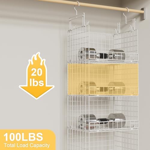 VyGrow 5 Tier Hanging Closet Organizer with Adjustable Dividers, Heavy-Duty Storage Shelves for Clothing, Kitchen, Laundry Room, Extra Large Baskets, 15.7" W x 11.8" D x 51" H, White - Image 6