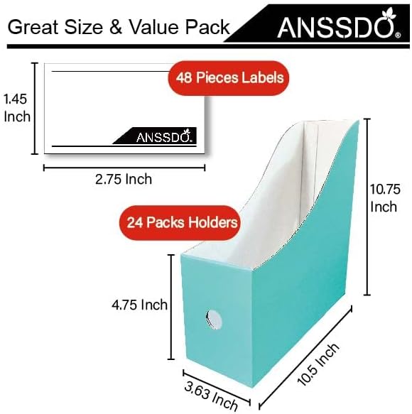 ANSSDO 24 Pack Teal Cardboard Magazine File Holder Storage Organizer - Image 7