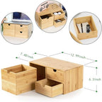 Bamboo Desk Drawer Organizer, Desktop Organizer with Drawers(3 Drawers) - Image 3