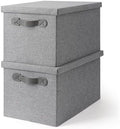Fabric Storage Bins with Lids, Heavy Duty Collapsible Organizer Bins for Shelves, Stackable Closet Woven Baskets with Handles, 25L Rectangle Boxes for Bedroom Office, Cube Home Decor (Gray 2 Pack) by maukutata