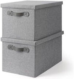 Fabric Storage Bins with Lids, Heavy Duty Collapsible Organizer Bins for Shelves, Stackable Closet Woven Baskets with Handles, 25L Rectangle Boxes for Bedroom Office, Cube Home Decor (Gray 2 Pack) by maukutata