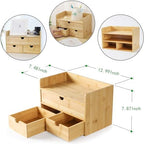 Bamboo Desk Organizer with Drawers, 3-Drawer Desktop Storage Box - Image 3