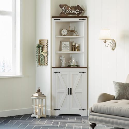 IRONCK Corner Cabinet, 68'' Tall Storage Cabinet with Doors and 5-Tier Shelves for Bathroom, Freestanding Bookcase Corner Display Cabinet Kitchen Hutch for Small Space, 2 Pack - Image 4