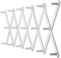 Dseap Accordian Wall Hanger: 16” High Wooden Wall Expandable Coat Rack, Hat Rack Holder, Accordion Hook for Baseball Caps, Coats, Mugs, 17 Peg Hooks, White by Dseap