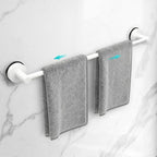 Adjustable Suction Cup Towel Bar for Bathroom Wall,17 Inch~29 Inch Towel Racks for Bathroom,Stainless Steel Bath Towel Holder(Matte White) by WingWider
