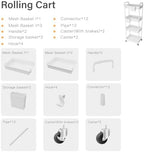 4 Tier Rolling Utility Cart with Handle,REBECAT Utility Cart Made of Multifunctional Storage Organizer Tool for Kitchen,Bathroom,Living Room,Office(White) - Image 4