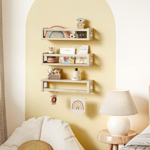 3Pack Solid Wood Floating Shelves for Wall, Nursery Bookshelf NaturalPoplar - Image 4